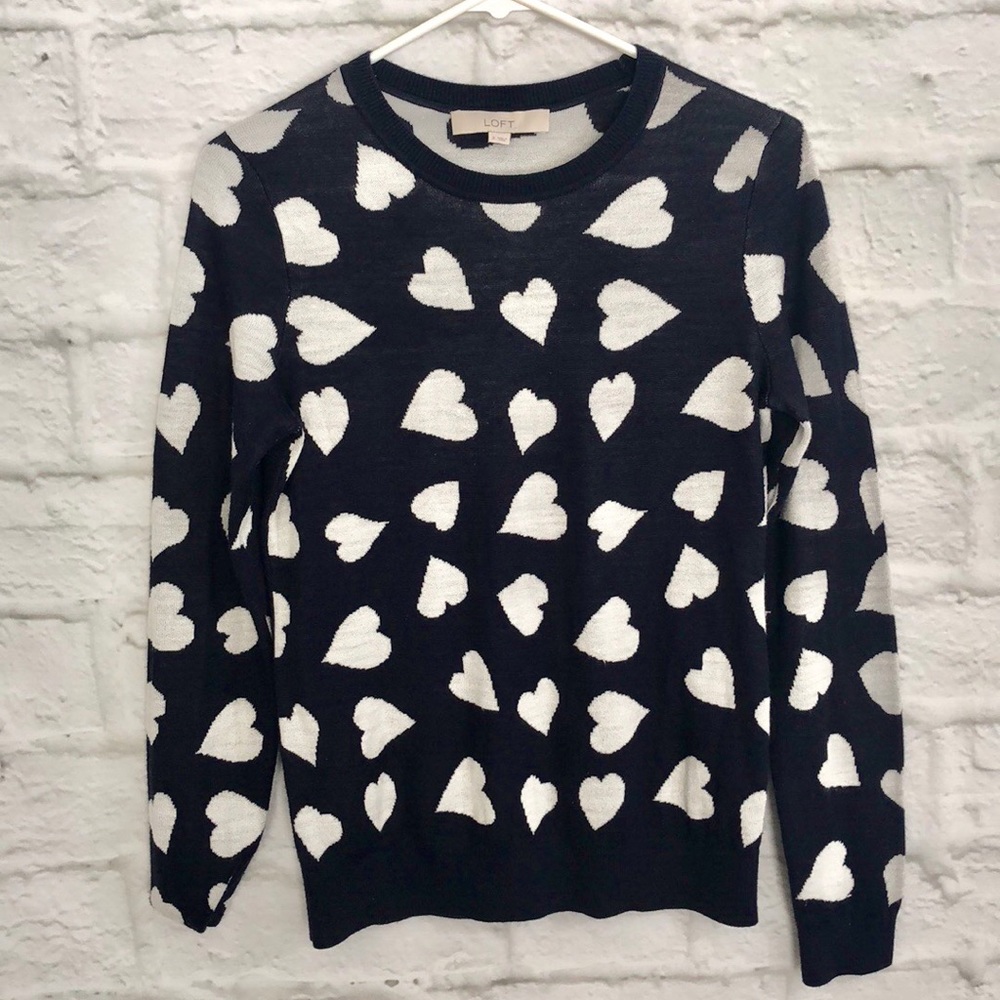 Ann Taylor LOFT wool heart Printed Sweater Size S